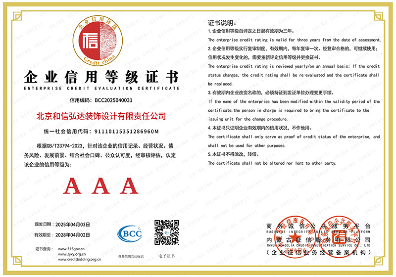 和信弘达信用证书-1